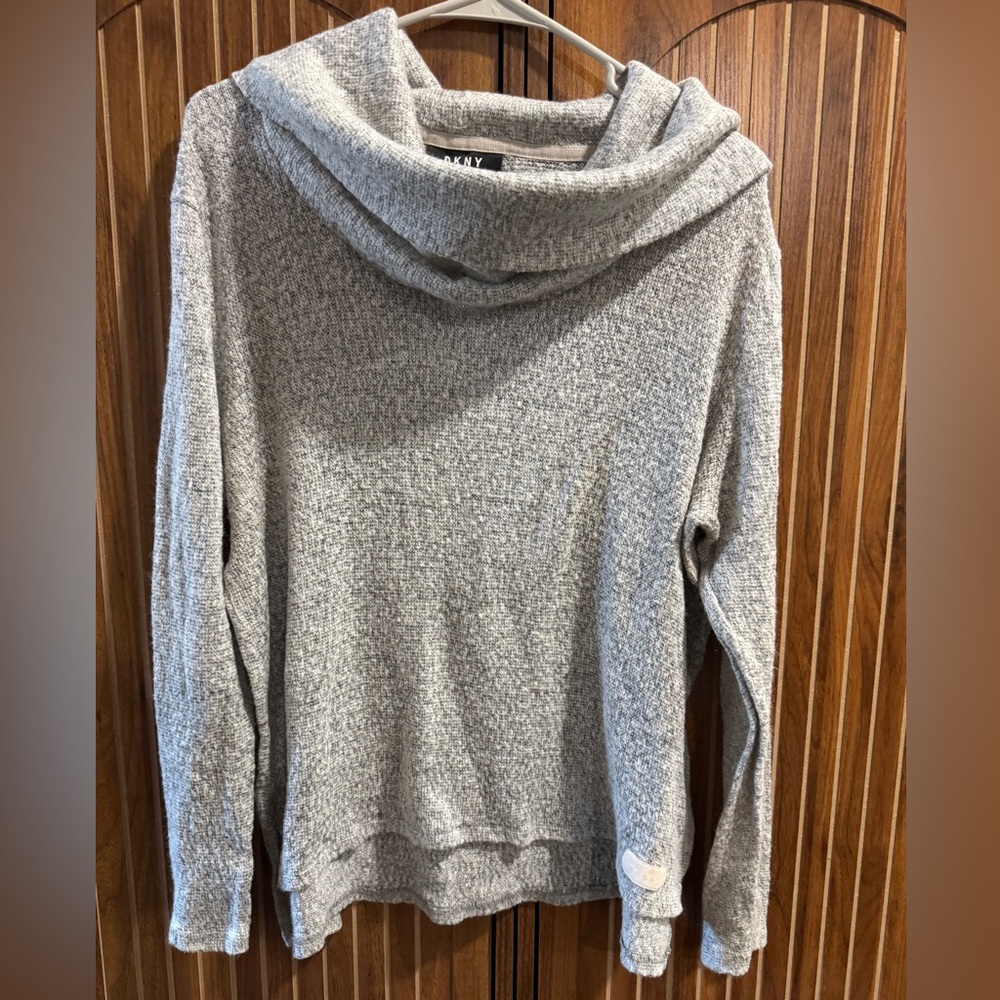 DKNY Heather Gray Cowl Neck Sweater